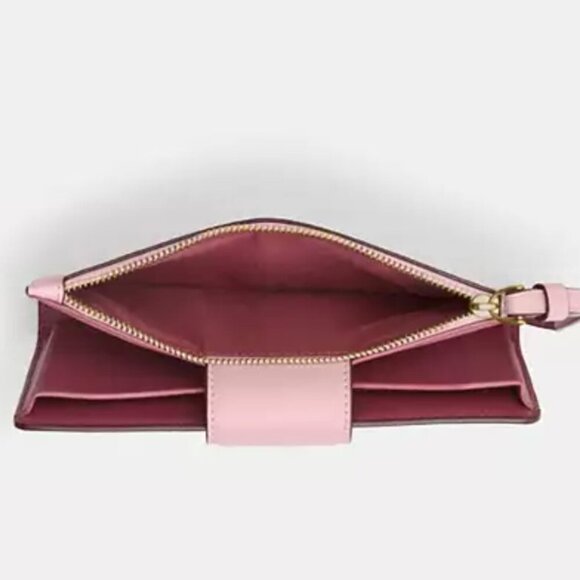 Coach Phone ID Wallet Wristlet CW780 Powder Pink Signature Canvas Clutch Bag - Picture 8 of 10